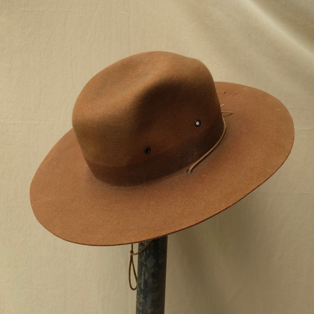 Vintage 1950s Scouts Canada Brown Felt Campaign Hat Wide Brim